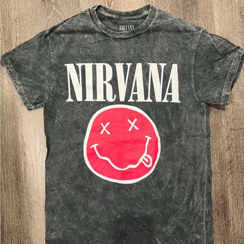 NIRVANA Distressed Tee in Black and Red